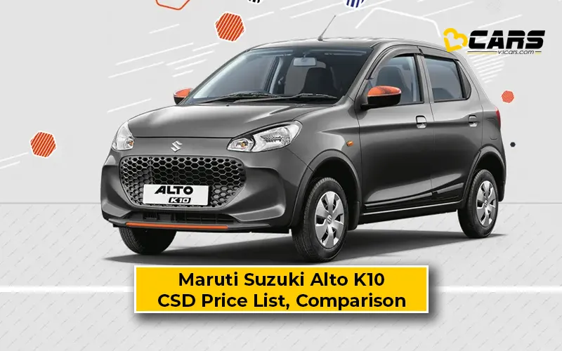 Maruti Suzuki Alto K10 CSD Price Vs Ex-Showroom Price Comparison