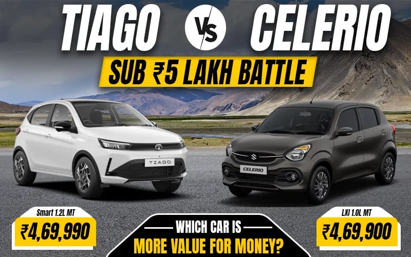 Tata Tiago vs Maruti Celerio Sub Rs. 5 Lakh Battle | Which Car Is More Value For Money?