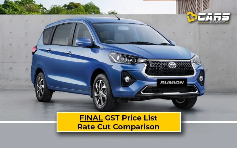 Final Toyota Rumion Price List After GST Rate Cut