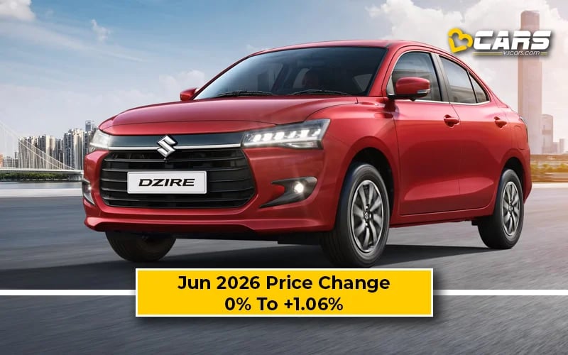 Maruti Suzuki Dzire 2026 Jun Price Change — Hiked Up To 7.5k
