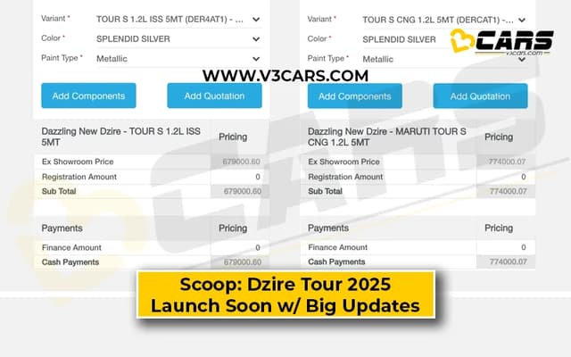 Maruti Dzire Tour Launch Soon w/ New 3-Cyl Engine; Price List
