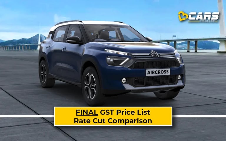 Final Citroen Aircross Price List After GST Rate Cut (Confirmed)