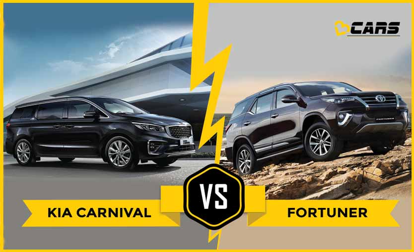 Kia Carnival vs Toyota Fortuner Dimensions Comparison