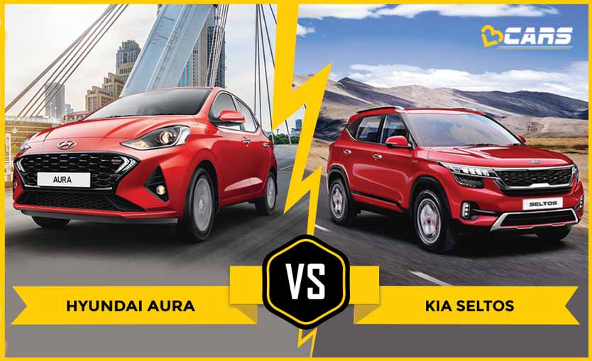 Hyundai Aura vs Kia Seltos dimensions
