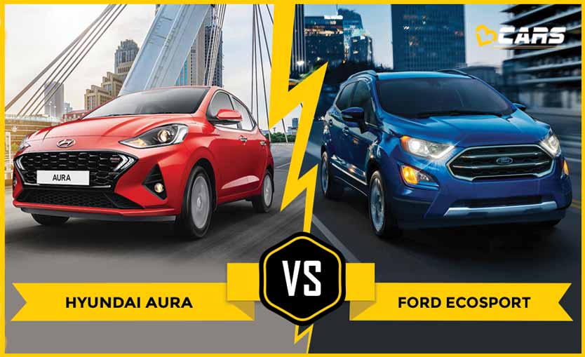 Hyundai Aura vs Ford EcoSport Dimensions Comparison