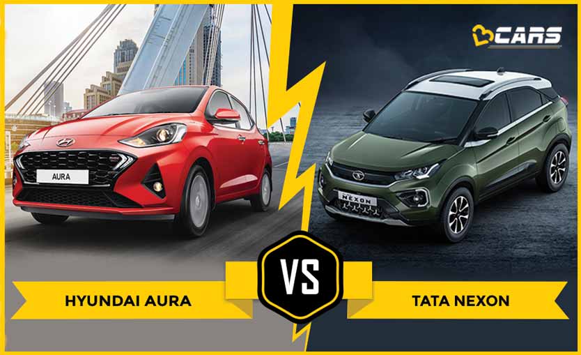 Hyundai Aura vs Tata Nexon dimensions comparison