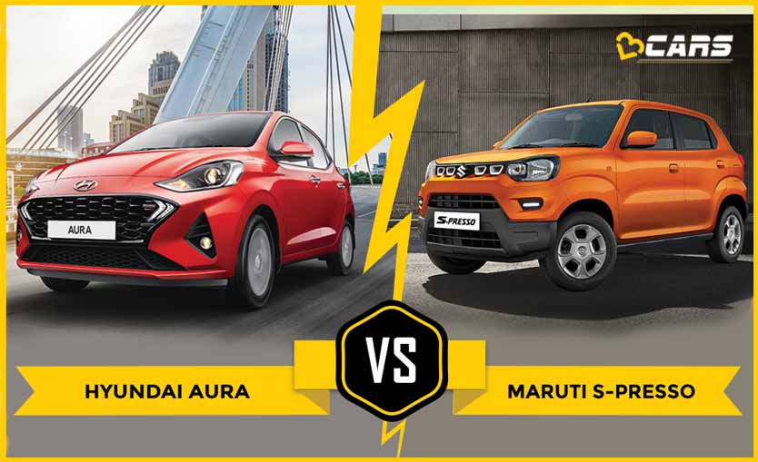 Hyundai Aura vs Maruti Suzuki S-Presso Dimensions Comparison