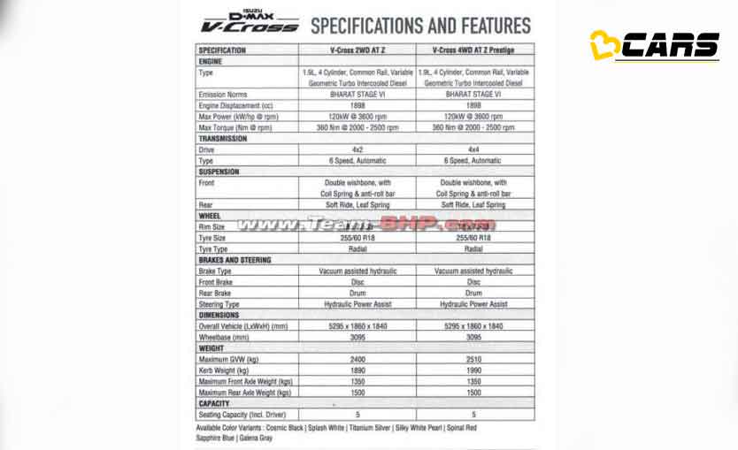 2021 isuzu d max v cross brochure leaked