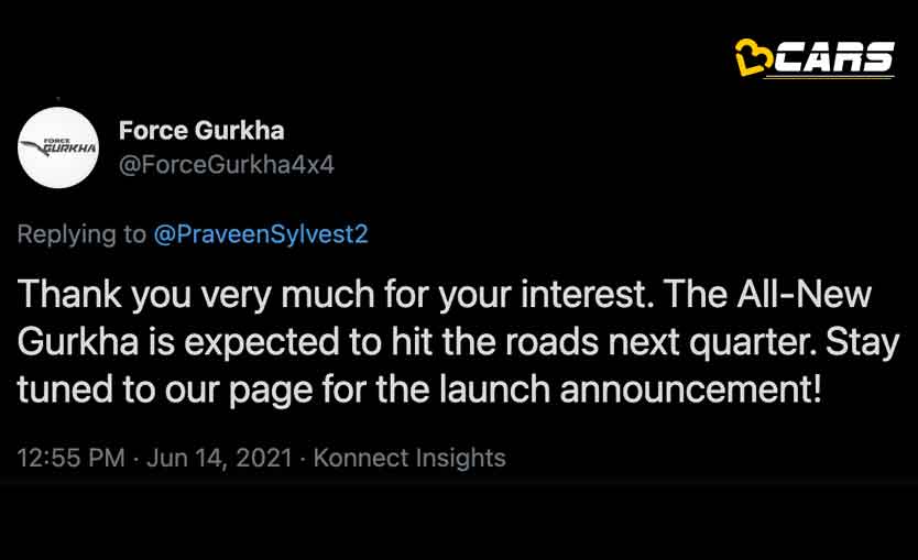 New force gurkha to launch by september 2021