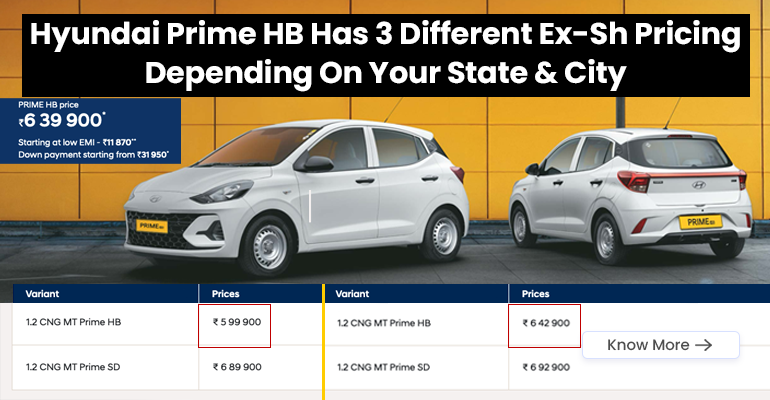 Hyundai i10 Nios Taxi (Prime HB) Has 3 Different Ex-Sh Pricing