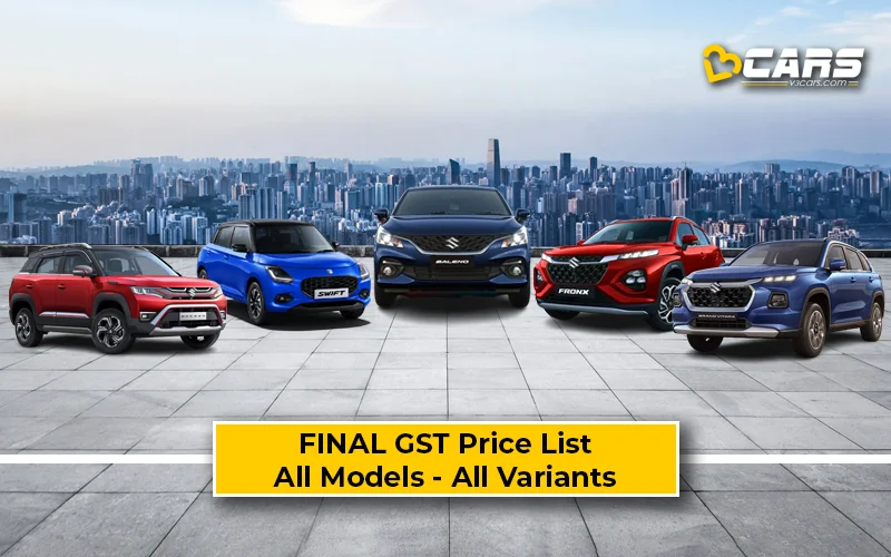 Final Maruti Suzuki GST Price List — All Models, Variant-wise Summary & Rate Cut Comparison (Confirmed)