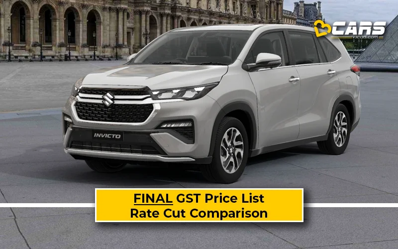 Confirmed Maruti Invicto New GST Rate List & Old vs New Comparison w/ GST Price Cut