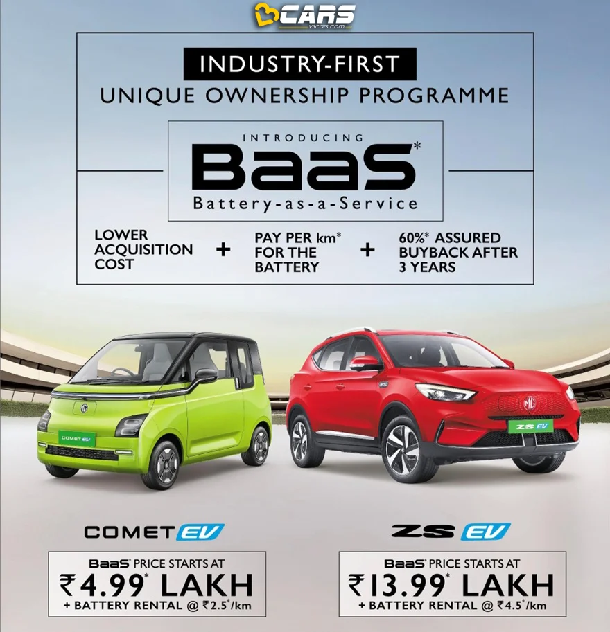 Mg comet zs ev launched with baas battery subscription