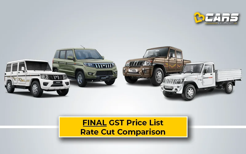 Confirmed Mahindra Bolero, Bolero Neo, Neo Plus, Bolero Pickup & Camper New GST Rate List & Old vs New Comparison w/ GST Price Cut