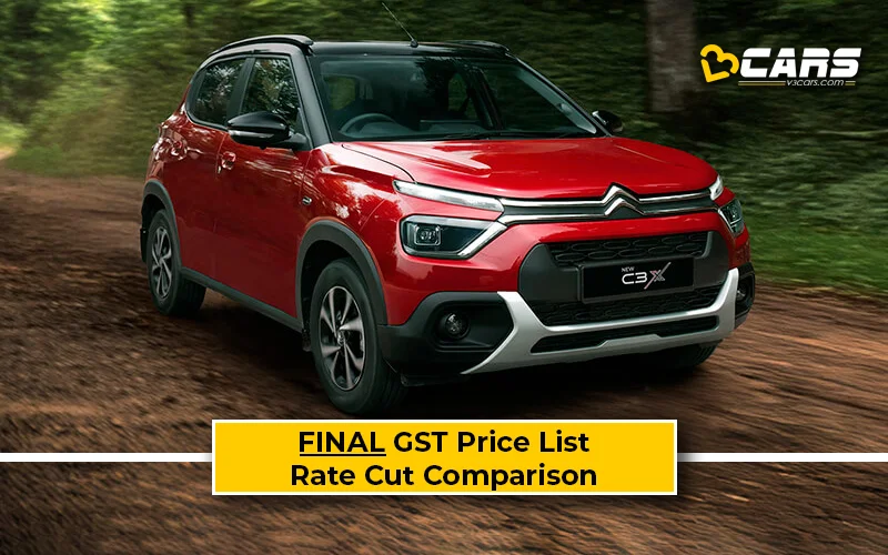 Confirmed Citroen C3X New GST Rate List & Old vs New Comparison w/ GST Price Cut