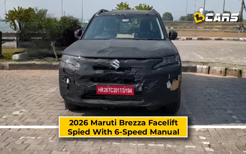 2026 Maruti Brezza Facelift Spied With 6-Speed Manual; Likely To Get A Bigger Touchscreen Too