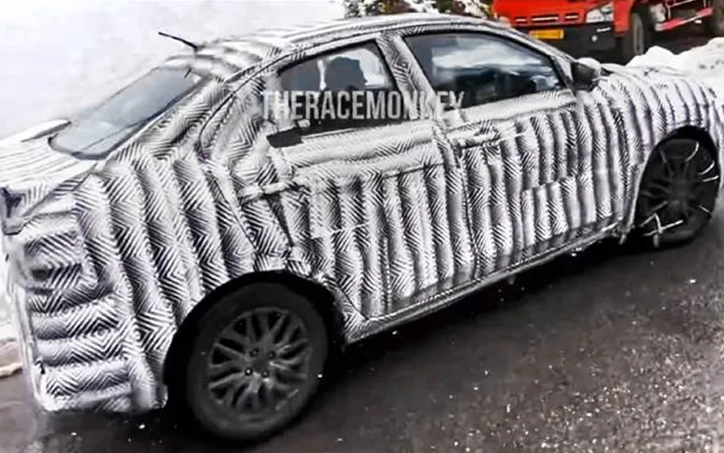 New maruti suzuki dzire spied testing with sunroof