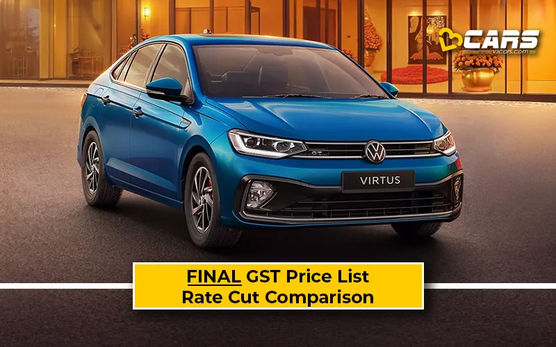 Confirmed Volkswagen Virtus New GST Rate List & Old vs New Comparison w/ GST Price Cut