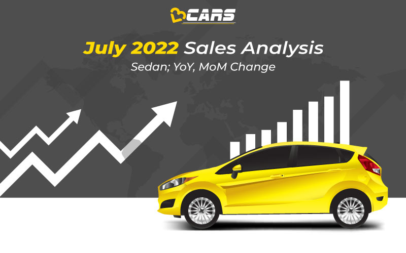 July 2022 Cars Sales Analysis - Sedan YoY, MoM Change, 6-Month Trend