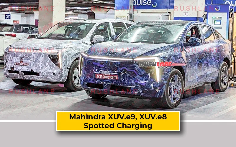 Mahindra XUV.e8 And XUV.e9 Spotted Charging With Slight Design Differences
