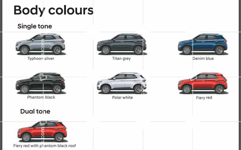 Hyundai venue engine gearbox colour options revealed