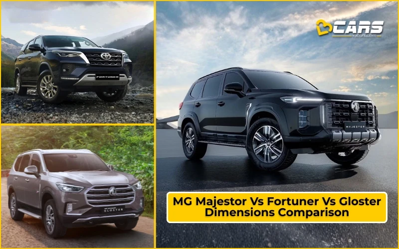 MG Majestor Vs Fortuner Vs Gloster Dimensions Comparison