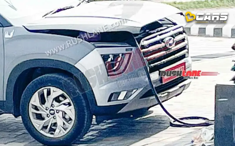 Hyundai creta electric suv spied at charging station