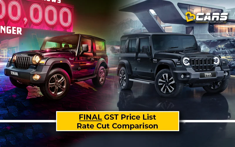 Confirmed Mahindra Thar & Thar Roxx New GST Rate List & Old vs New Comparison w/ GST Price Cut
