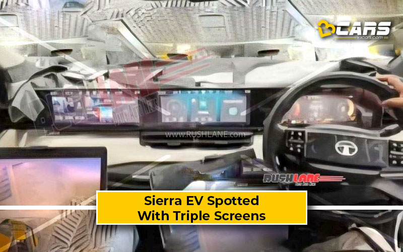 Tata Sierra EV Spied With Triple Screen Setup Similar To Mahindra XEV 9e