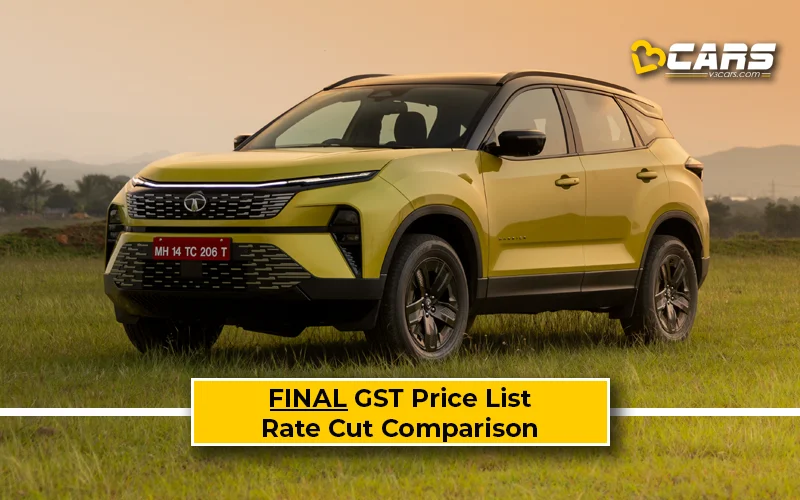 Confirmed Tata Harrier New GST Rate List & Old vs New Comparison w/ GST Price Cut