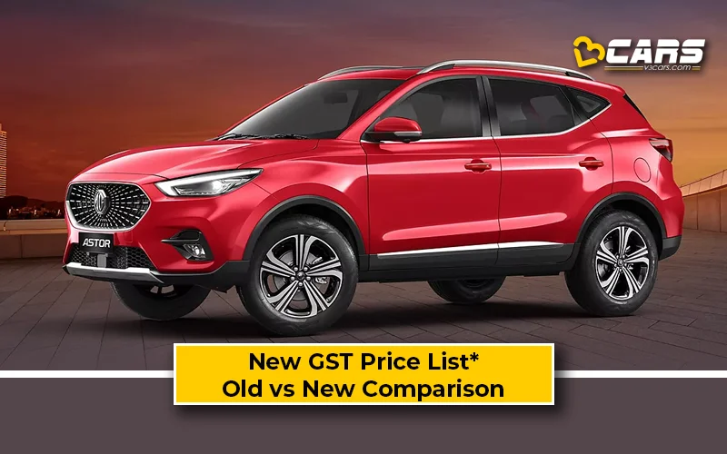 MG Astor — New GST Rate List & Old vs New Comparison (Tentative Prices; Sep 22)