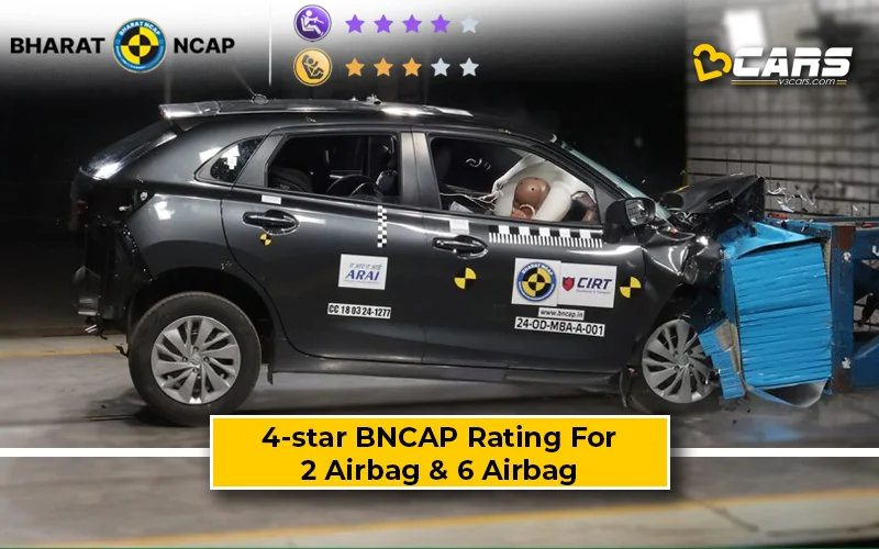 Maruti Baleno 2-Airbag & 6-Airbag Tested By BNCAP; Both Score 4-star Crash Test Rating
