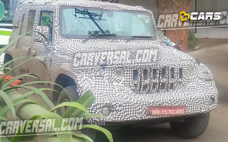 2024 mahindra thar 5 door spotted with led headlights