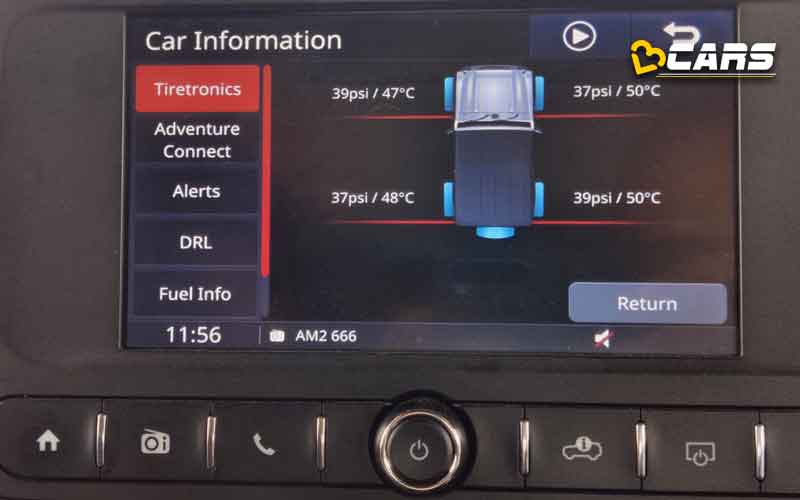 Thar infotainment system adventure stats features