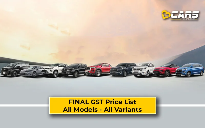 Final Toyota GST Price List — All Models, Variant-wise Summary & Rate Cut Comparison (Confirmed)