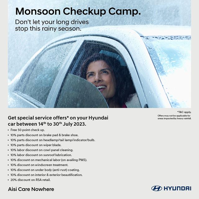 Hyundai announce nationwide monsoon check up camp